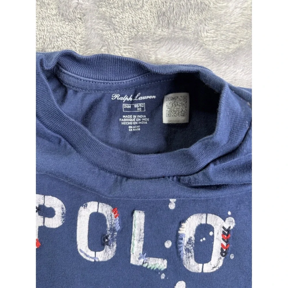 Ralph Lauren Polo Paint Splatter T-Shirt Toddler Boys 24M Blue Cotton Used